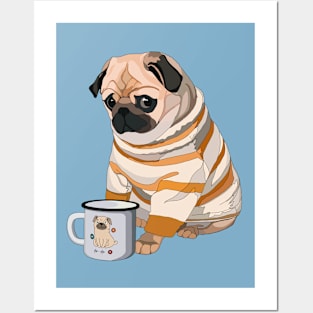 Cute pug & mug Posters and Art